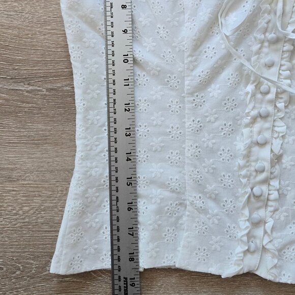 HOUSE OF CB Juana Broderie Anglaise Corset Top White Medium Button Front NWT - Picture 16 of 17